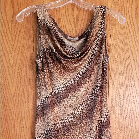 Sparkly Animal Print Dress w/Draped Neckline Sz S - Picture 2 of 6